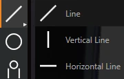 Line tool menu with Line, Vertical Line and Horizontal Line